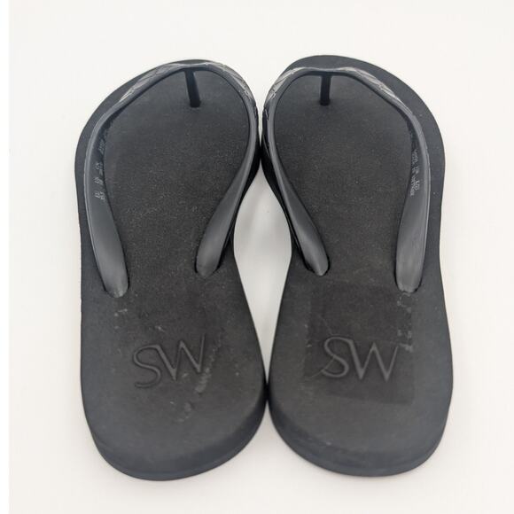 Stuart Weitzman Women's Embossed Flip Flop Thong Sandals Black Size US5 EU35.5 - Picture 5 of 11
